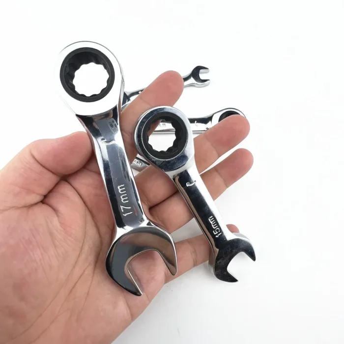 Short handle adjustable head ratchet wrench mini fast ratchet wrench labor-saving auto repair hardware dual-purpose wrench tool - Image 1