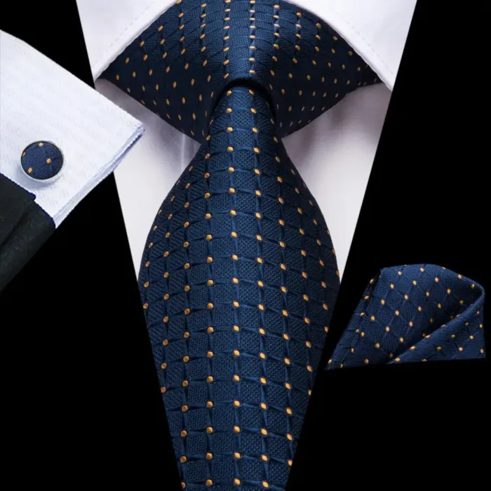 Hi-Tie Designer Black Blue Striped 63inch Silk Men Tie Extra Long Ties for Men Woven Classic 160cm Men Necktie Pocket Square Set - Image 22