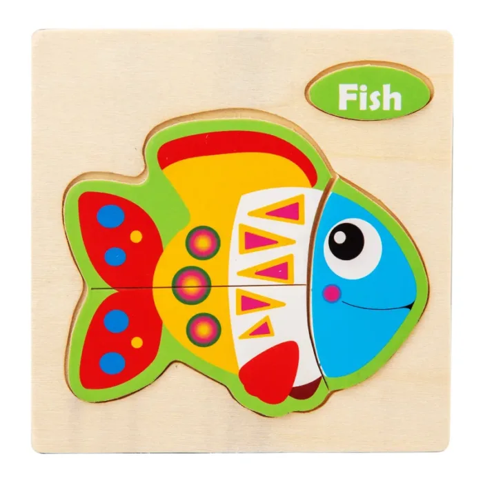 Montessori Wooden 3D Jigsaw Puzzle Cartoon Animals Children Learning Cognition Intelligence Puzzle Game Educational Toy for Kids - Image 14