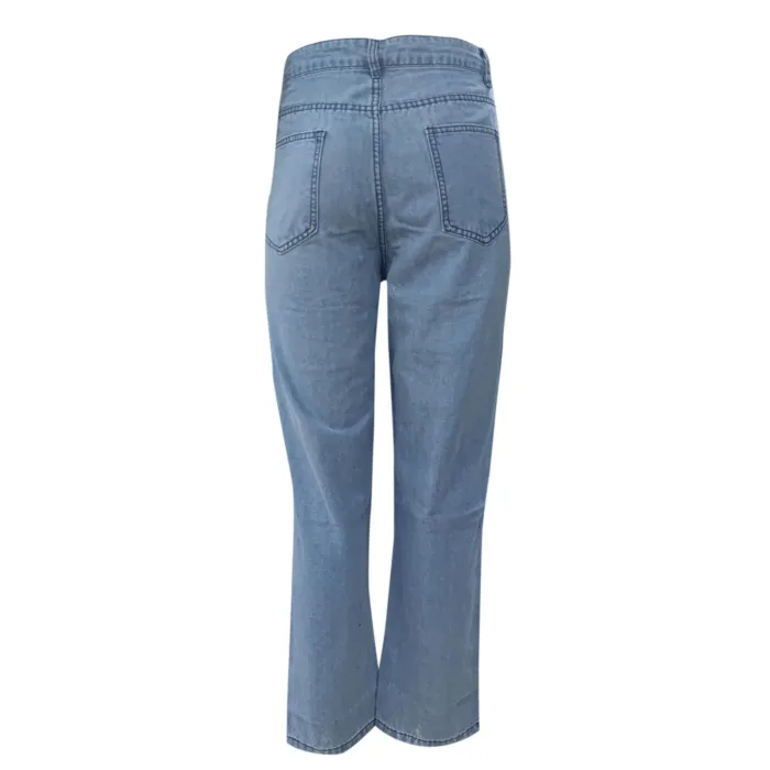 Hole Korean Oversize Streetwear Pants Ladies Hollow Out Ripped Straight Jeans Blue Punk Baggy High Waist Mom Boyfriend Denim - Image 5