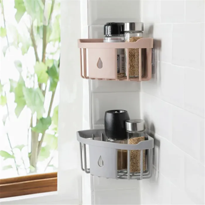 Kitchen Free Hole Shelf Bathroom Bathtub Wall Mounted Storage Rack Organizer Accessories Shower Corner - Image 6