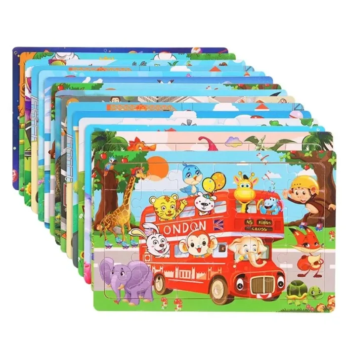 Logic Thinking Intellectual Wooden Game Puzzle Jigsaw Animal Vehicle Cartoon Early Educational Toys For Kids Children Gift - Image 4