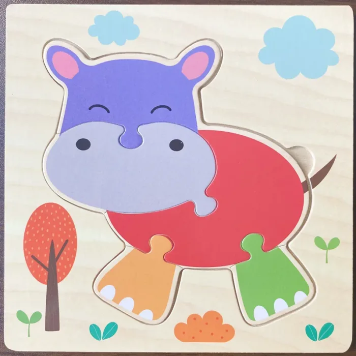 High Quality 3D Wooden Puzzles Educational Cartoon Animals Early Learning Cognition Intelligence Puzzle Game For Children Toys - Image 8