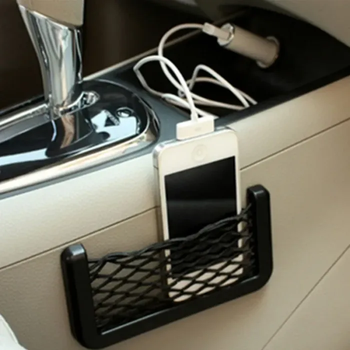 1pcs/2pcs Car Organizer Storage Bag Auto Paste Net Pocket Phone Holder Car Accessories 20*8CM 8*15CM Universal - Image 1