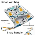 20*25cm Baby Diaper Bag Cartoon Print Wet Dry Nappy Zipper Handbag Stroller Carry Pack Travel Outdoor Wet Diaper Storage Bags - Image 2