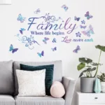 Purple English Family Slogan Wall Sticker Living Room Entrance Background Decor Wallpaper For Home Decoration Beautify Decals - Image 5