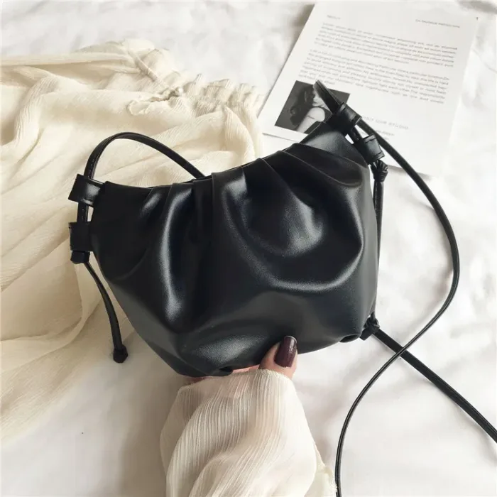 Fashion Women Shoulder Bag New Arrival Crossbody Bag Female Solid Color Pleated Design Ladies Bag Mini Zipper Cloud Bag For Girl - Image 7