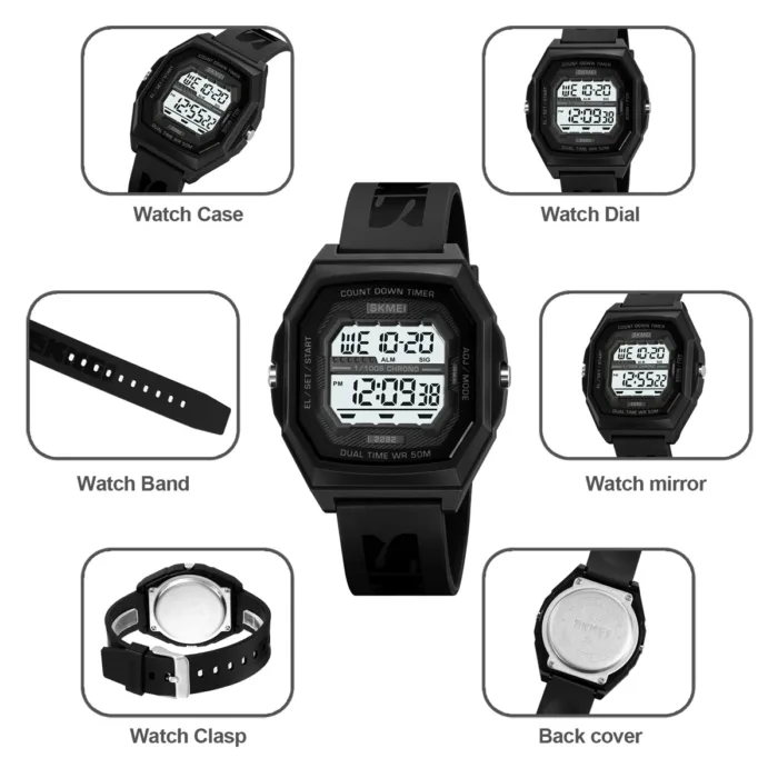 SKMEI Fashion Digital Sport Electronic Watches For Men Women 5Bar Waterproof Stopwatch Countdown Wristwatches Clock Reloj Hombre - Image 4