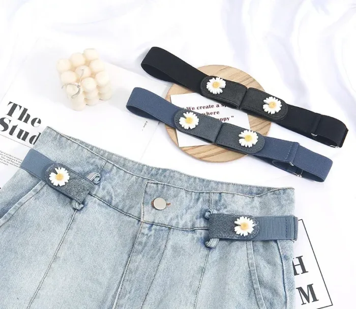 Jeans Elastic Belt Men Denim Belt No Marks Versatile Invisible Elastic Women No Punching Decoration Waistband Inset Style Belts - Image 1