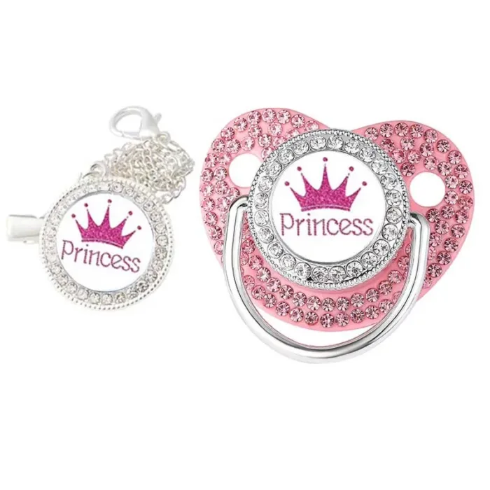 Luxury Crown Pacifier Clip Chain Set Baby Shower Gift Silicone Newborn Dummy Bpa Free Toddler Teether Zircon Baby Soother Nipple - Image 12