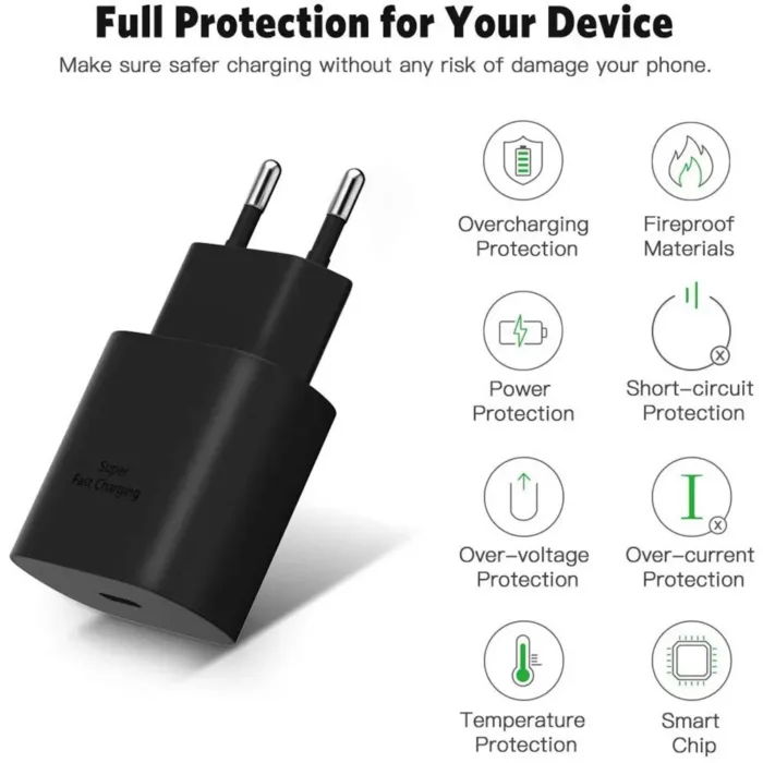 25W PD USB C Super Fast Charger Type C Power Adapter With Type C CABLE For Samsung Galaxy S23 S22 S21 S20 NOTE 20 - Image 4