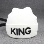 Hot KING QUEEN Letter Embroidery Knitted Cap Hip Hop Men Women Lovers Street Dance Bonnet Warm Hat Skullies Black White - Image 8