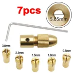 7pcs/set 2.35/3.17/4.05/5.05mm Brass Dremel Collet Mini Drill Chucks For Electric Motor Shaft Drill Bit Tool Drill Chuck Adapter - Image 11