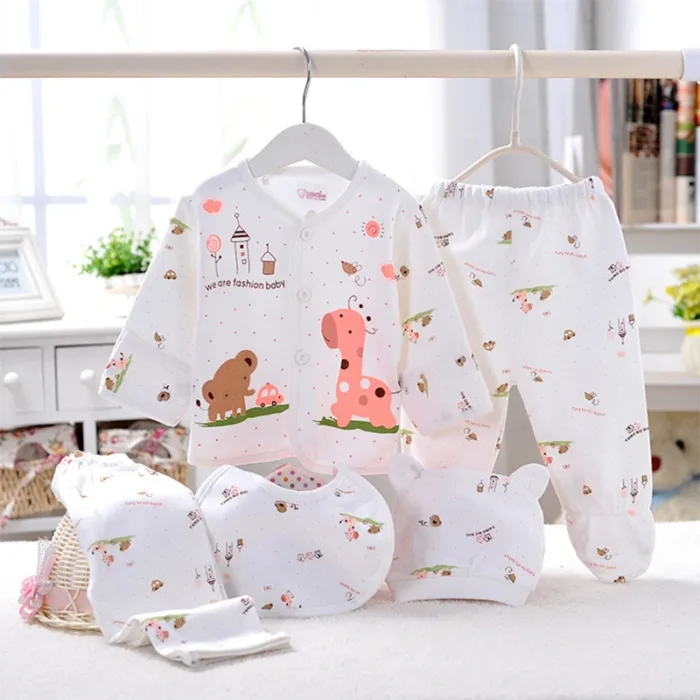 5Piece Sets Spring Autumn Newborn Girls Boy Clothes Casual Cartoon Cute Print Cotton Tops+Pants Baby Boutique Clothing BC1477-1 - Image 5