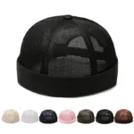 Full Mesh Quick Drying Caps Brimless Skullies Cap Beanie Hat Summer Women Men Caps Solid Color Hip Hop Street Docker Hats Gorras