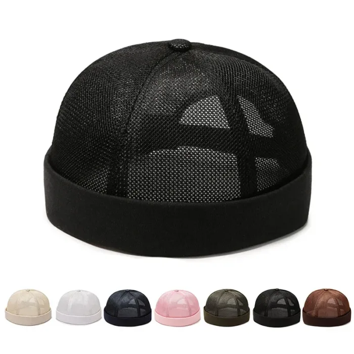 Full Mesh Quick Drying Caps Brimless Skullies Cap Beanie Hat Summer Women Men Caps Solid Color Hip Hop Street Docker Hats Gorras - Image 1