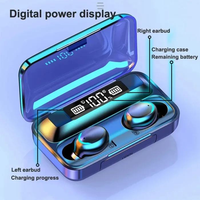 TWS F9 Wireless Headphones Bluetooth Touch Control Stereo Earphone Sport Earbuds 9D Hifi Stereo Headsets LED Display Low Latency - Image 6