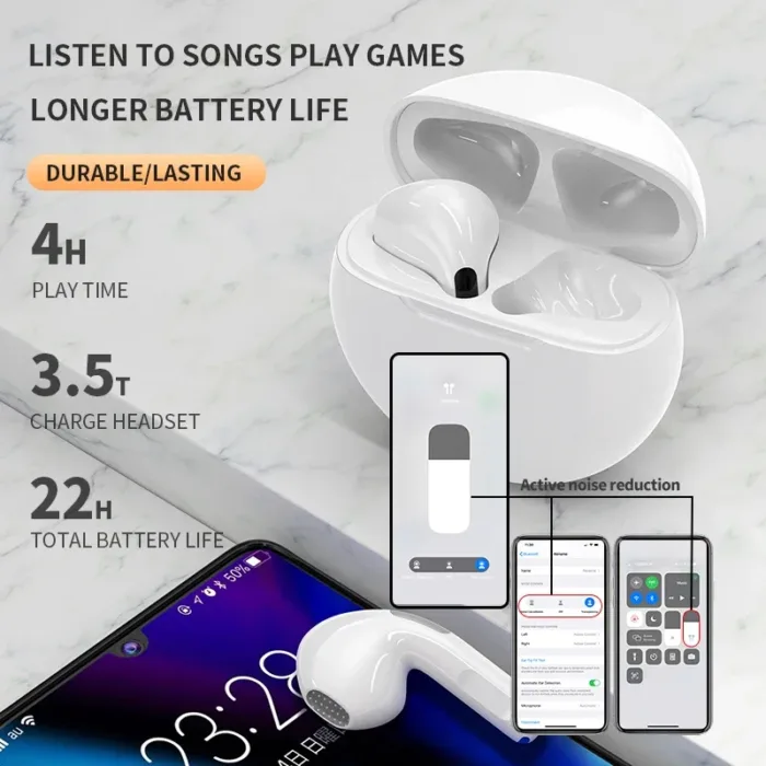 Original Air Pro 6 TWS Wireless Headphones Fone Bluetooth Earphones Mic Pods InEar Earpods Pro6 Earbuds sport Headset For Xiaomi - Image 3