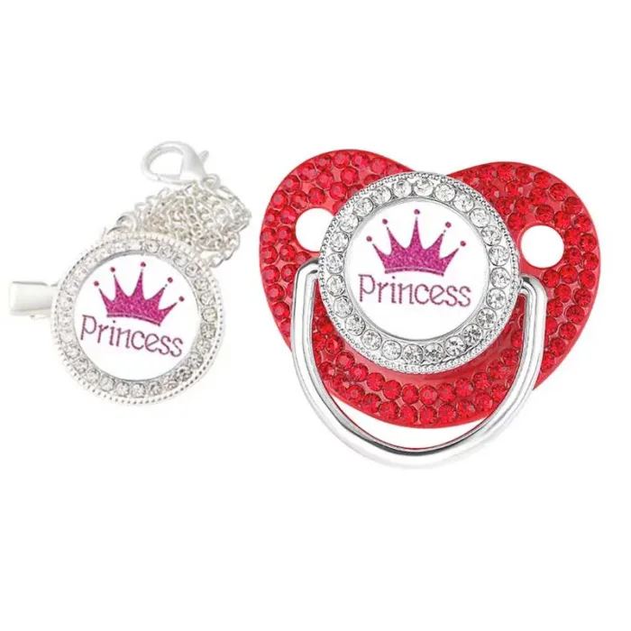 Luxury Crown Pacifier Clip Chain Set Baby Shower Gift Silicone Newborn Dummy Bpa Free Toddler Teether Zircon Baby Soother Nipple - Image 8