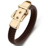 European and American Style Belt Buckle Stainless Steel Trendy Punk Style Men's Bracelet Multicolor Wide Leather Rope Bracelet - Image 11