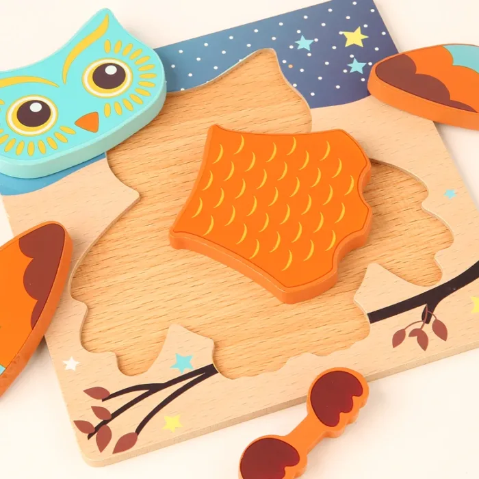 High Quality 3D Wooden Puzzles Educational Cartoon Animals Early Learning Cognition Intelligence Puzzle Game For Children Toys - Image 3