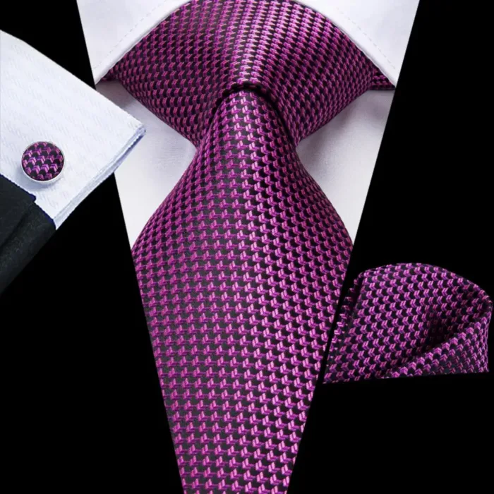 Hi-Tie Designer Black Blue Striped 63inch Silk Men Tie Extra Long Ties for Men Woven Classic 160cm Men Necktie Pocket Square Set - Image 23