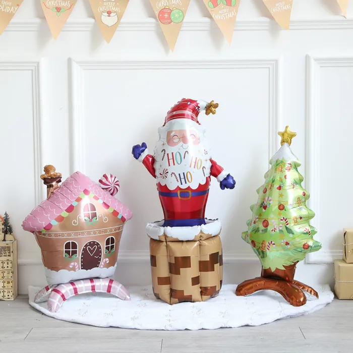 Christmas Decor Balloon Gingerbread Man Christmas Tree Santa Claus Self-Standing Aluminum Balloon New Year Xmas Party Supplies - Image 1