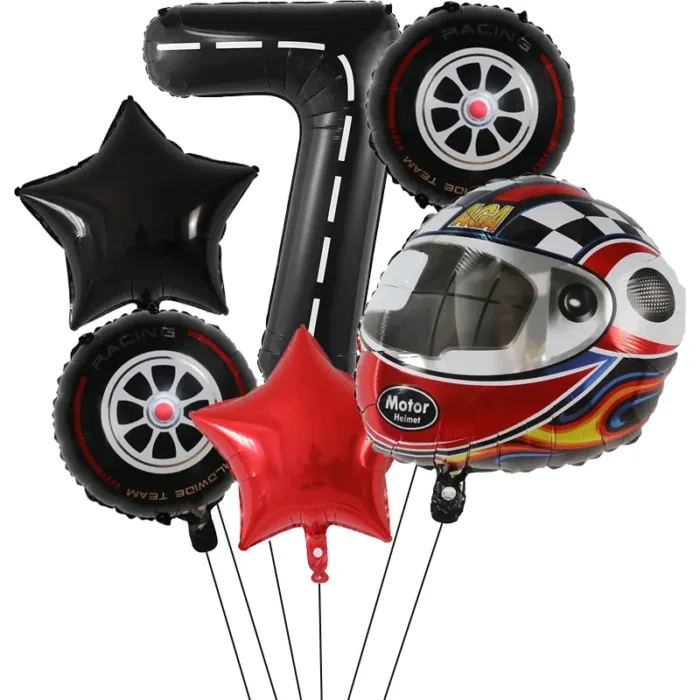 6PCS Motor Helmet Balloon Wheel Tire Racing Balloons Birthday Decor Boys Race car Dirt Bike Motorcross Hot Wheel Party Supplies - Image 10
