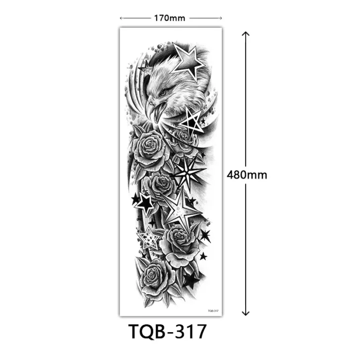 Body Art Full Fake Tatoo Tiger Wolf Flowers Rose Large Arm Tattoo Sticker Full Sleeve Waterproof Semi Permanent Tattoo Women Man - Image 41