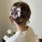 Plush Flower Hair Clips Women Colorful Ponytail Clips Large Duckbill Clips Hairgrip Girls Headwear Fashion Hair Accessories - Image 4