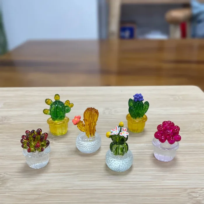 Creative Simulation Cactus Plant Decor Transparent Fleshy Car Computer Decoration Ornaments Decorative Crafts Home Accessories - Image 4