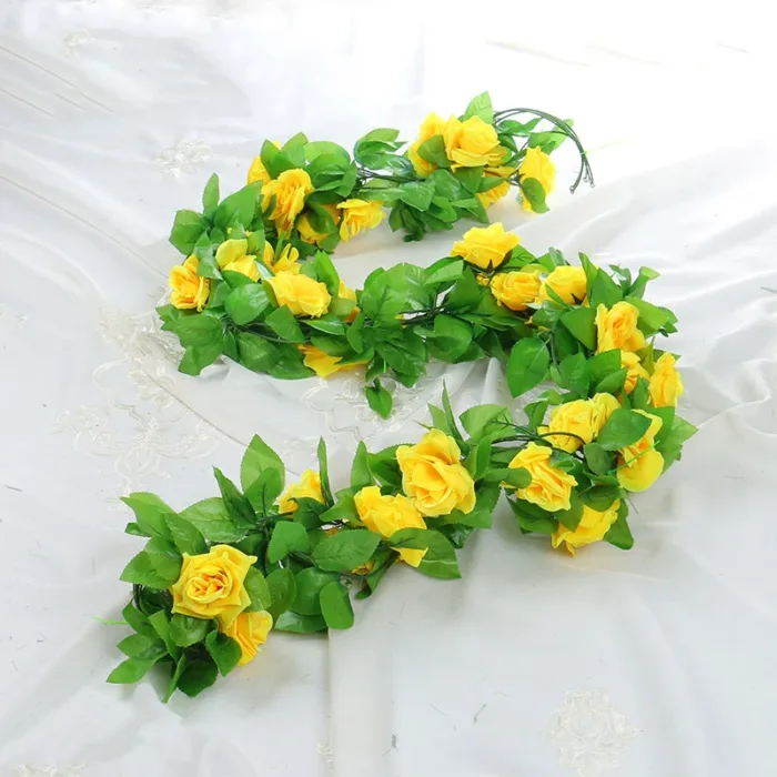 220cm 9-Head Simulated Rose Vine Bright Colors And Vivid Hues Room Decoration Red Yellow White Purple Champagne Rose Rattan - Image 3