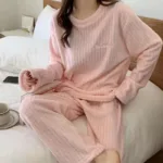 Autumn Women Solid Warm 2 Piece Sets Thicken Velvet Ribbed Fleece Set Pullover And Pants Women Casual Pajama Sets 2024 - Image 18