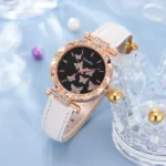6/1pcs Set Women Watch Ring Necklace Earrings Bracelet Set Watches Butterfly Leather Strap Ladies Quartz WristWatch (No Box) - Image 13