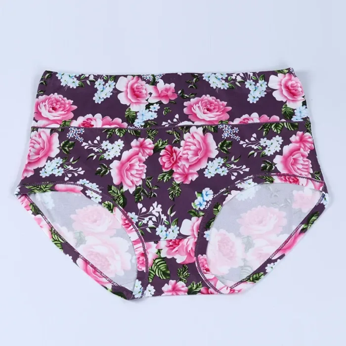 New Bamboo Fiber Underwear Large Size Women Panties Female Ladies Floral Briefs High Waist Plus Underpants Sexy Lingerie 5XL - Image 7