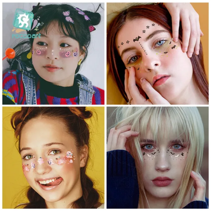 Size:15.8x12cm New Children's Halloween Tattoos Facial Gathering Waterproof Cartoon Temporary Tattoos Sticker - Image 2