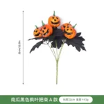 Halloween Decoration Artificial Flowers Bouquet with Pumpkins & Black Roses, Halloween Table Centerpiece for Dining Living Room - Image 7