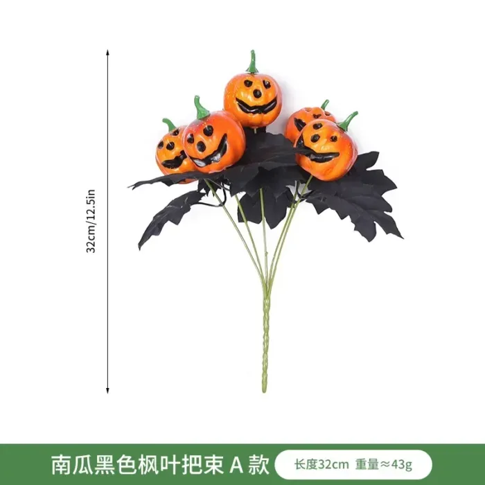 Halloween Decoration Artificial Flowers Bouquet with Pumpkins & Black Roses, Halloween Table Centerpiece for Dining Living Room - Image 7