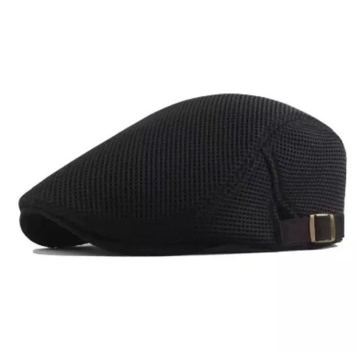 summer hollow mesh breathable sun hat classic solid color beret men and women universal hats outdoor sports cap - Image 1
