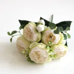 30cm Rose White Peony Artificial Flowers Bouquet 5 Big Head and 4 Bud Cheap Fake Flowers for Home Wedding Decoration Indoor - Image 18