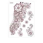 Red Lace Henna Tattoo Sexy Maroon Tattoo Stickers Waterproof India Mehndi Design Temporary Tattoos Finger Hand Tattoo for Women - Image 11