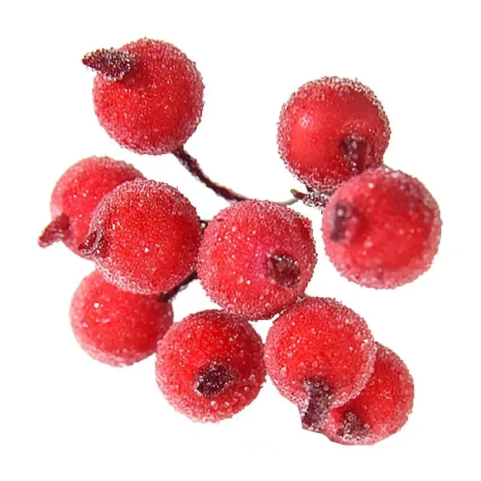 10pcs Mini Apple Fake Fruit glass Berries Artificial pomegranate red cherry Bouquet Stamen Christmas Apple Decorative - Image 4