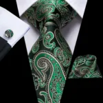 Hi-Tie Designer Black Blue Striped 63inch Silk Men Tie Extra Long Ties for Men Woven Classic 160cm Men Necktie Pocket Square Set - Image 4