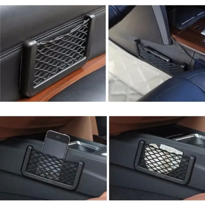 1pcs/2pcs Car Organizer Storage Bag Auto Paste Net Pocket Phone Holder Car Accessories 20*8CM 8*15CM Universal - Image 5