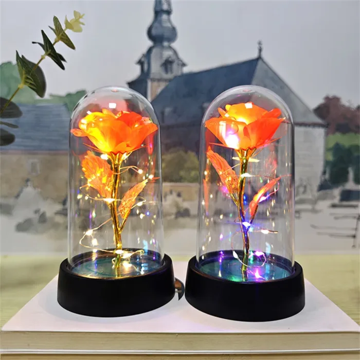 Red Colorful Rose Artificial Flowers Wedding Decoration Creative Valentine's Day Mother's Day Gift Light Up Rose in A plastic - Image 2