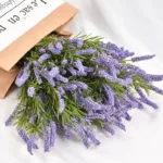 Artificial Lavender Autumn Flower White Foam Bridal Bouquet Plastic Fake Plant Grass For Christmas Home Wedding Table Decor