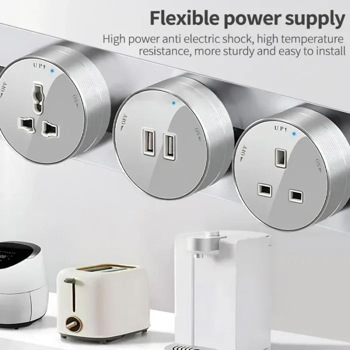 U. K., EU, USA, Interlocking Extension Electrical Sockets, Concealed Wall, Kitchen, U. K. UU - Image 4