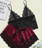 Womens Sexy Lace Sleepwear Lace Nachtkleding Lingerie Sleeveless V-Neck Babydoll Pajamas Set Lingerie Tops Shorts Set Nightwear - Image 7
