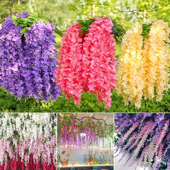 110cm Artificial Flowers Wisteria Vine Wholesale Trailing Fake Flower String For Home Wedding Party Decor Silk Wisteria Garland - Image 1