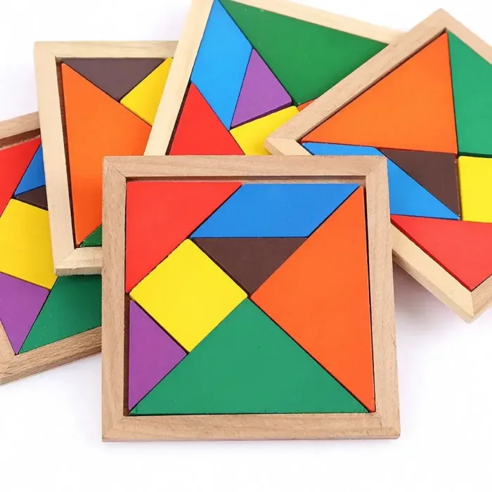 Kids Montessori Wooden Tangram Jigsaw Puzzle Wood Toys Colorful IQ Game Brain Teaser Intelligent Educational Toys for Childre - Image 5